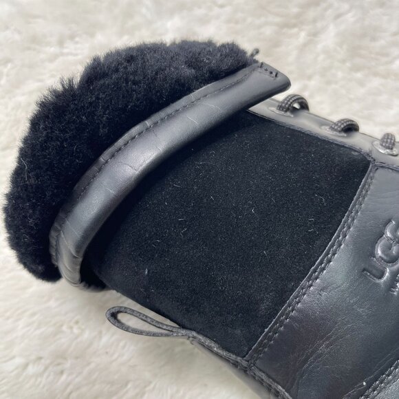 UGG #1098890K Kid's Black Butte II Lace Up Boot Leather Shoes Size 4 US - Picture 9 of 11